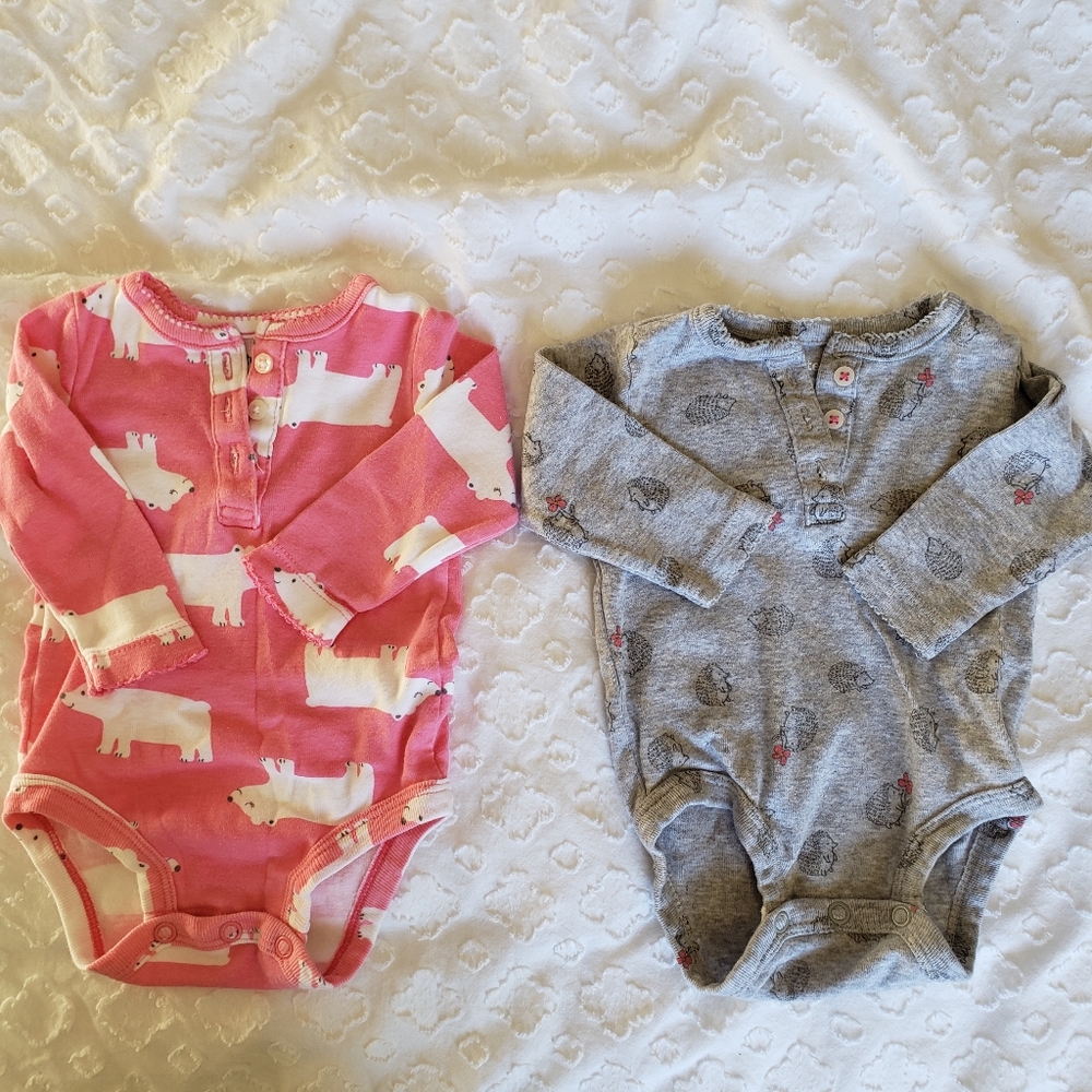 3/$20 Two Carter's 3M Long Sleeve Onesies